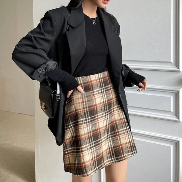 Dazy high waisted plaid wool-mix skirt - Picture 3 of 4